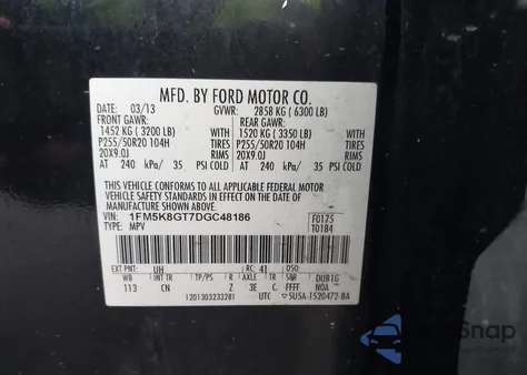 2013 Ford Explorer Sport из США, поврежденный, VIN 1FM5K8GT7DGC48186